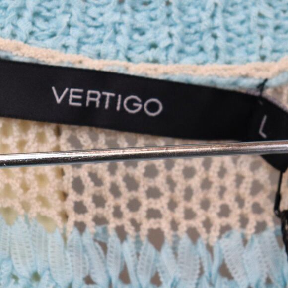 Vertigo Blue & Cream Striped Knit Tunic Sweater Size L - Picture 3 of 6